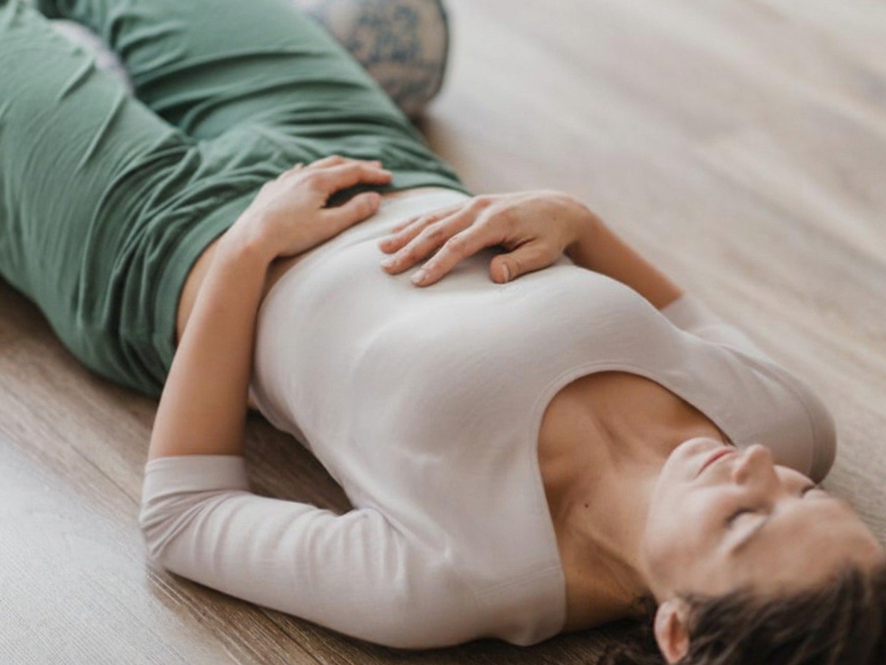 Resting pose during gentle yoga class at Beautiful Yoga